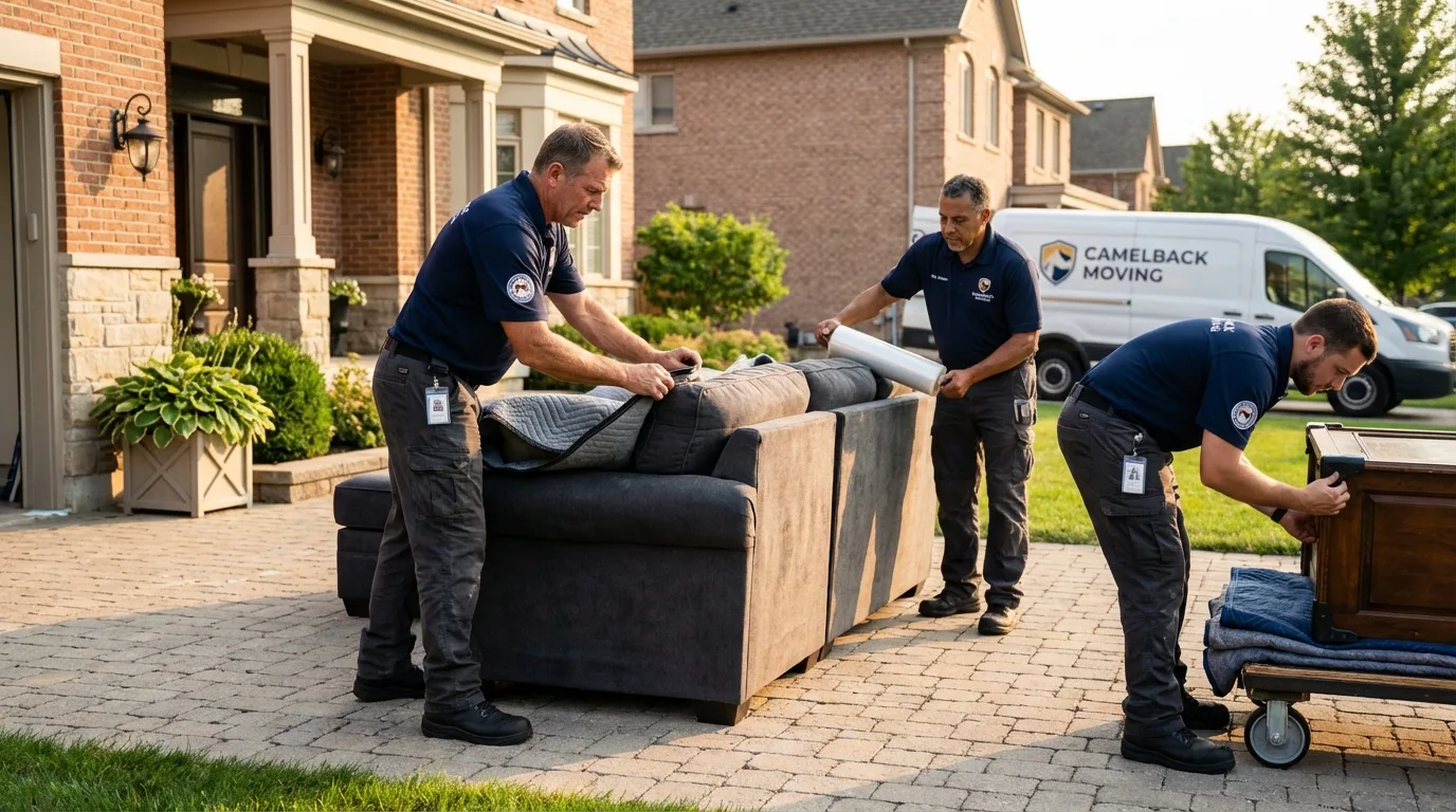 Large estate moving crew wrapping furniture in New Prague, MN